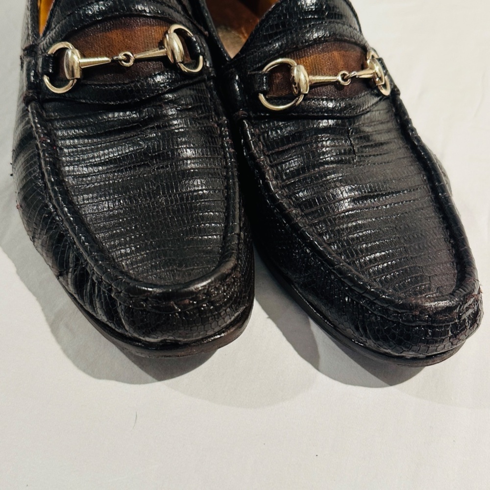 Gucci Lizard Dark Brown Men's Brixton Loafer Size 10.5